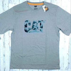 NEW Caterpillar CAT Trademark Camo Logo Gray Men's XL Graphic Tee Shirt T-shirt